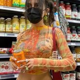 90s Style Mesh Long Sleeve Blouse